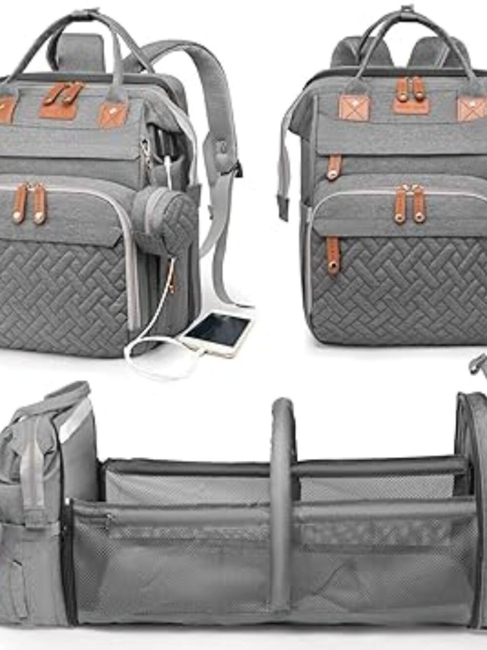 Baby Diaper Bag with Changing Station, Waterproof Diaper Bag Backpack for Moms D